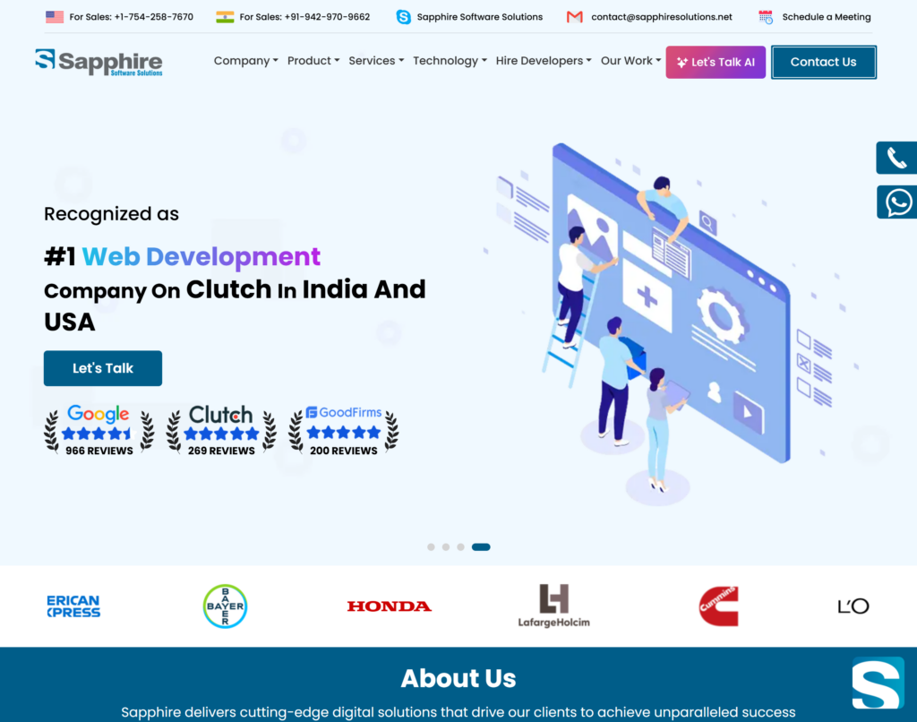 Saphire Software Solutions Homepage Screenshot